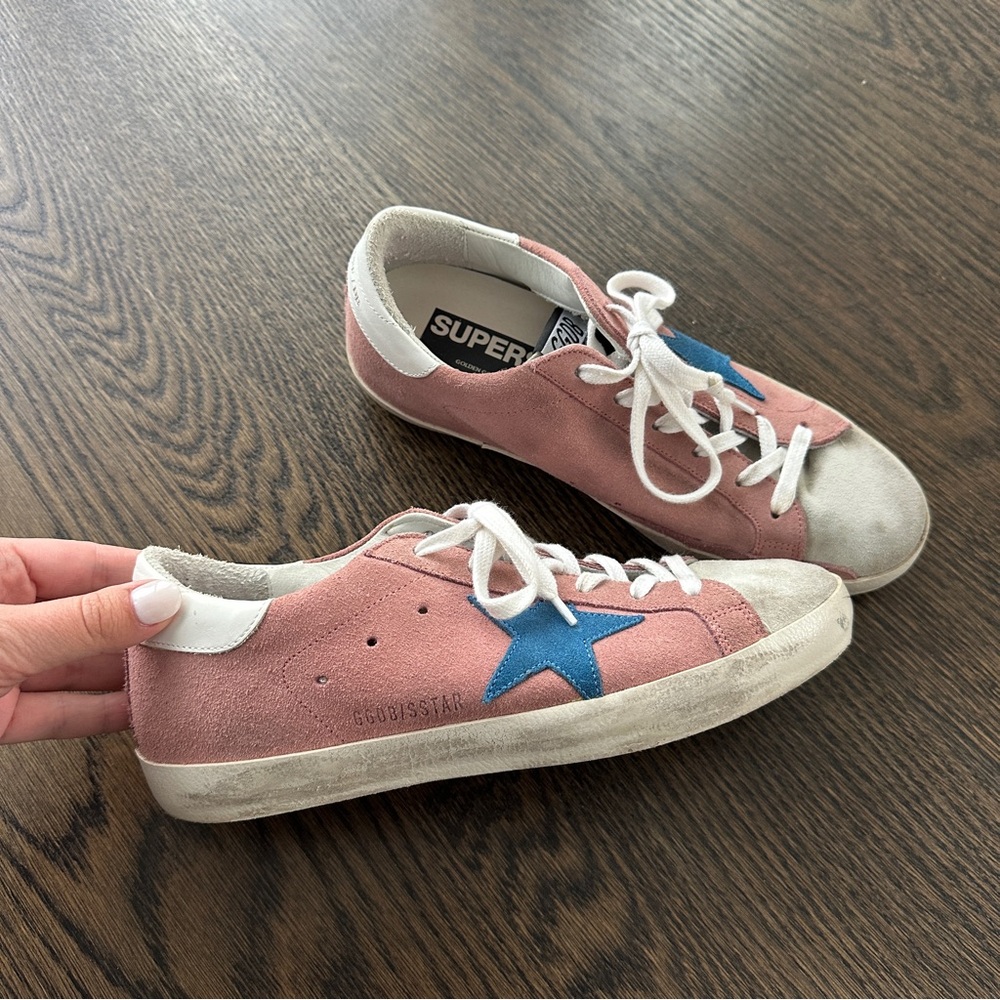 Golden Goose Women’s Superstar Sneakers - Pink and Blue Suede - Size 36